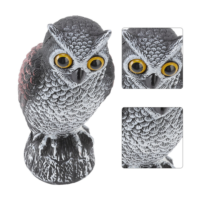 Paukščių baidyklė, besisukanti galvutė, garsas pelėda skraidyklė, masalo apsauga, kenkėjų kontrolė, kaliausė, sodo kiemas, judėjimas, atsparus vandeniui