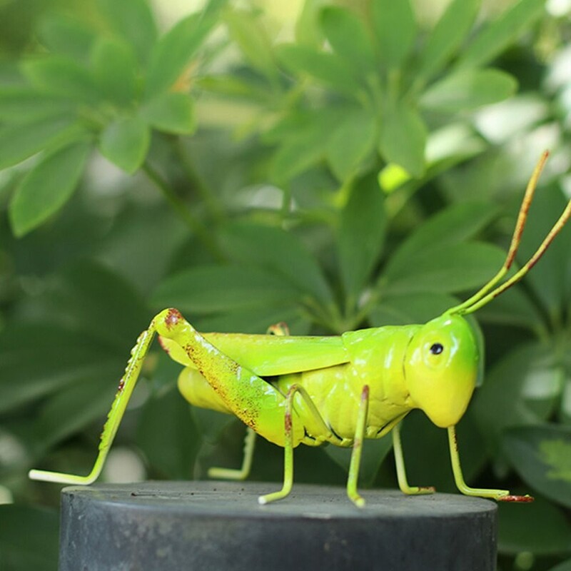Miela metalinė skėrių skulptūra Skėriaus žiogo ornamentas lauko sienoje, sodo statulos
