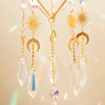 Suncatcher Sun and Moon Rainbow Crystal Sun Catcher Παράθυρο κρεμαστό ντεκόρ Suncatcher Crystal Διακοσμητικά κήπου σπιτιού Δώρο εξωτερικού χώρου