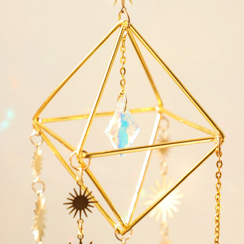 Suncatcher saulės ir mėnulio vaivorykštės krištolinis saulės gaudytojas Lango kabantis dekoras Suncatcher krištolinis namų sodo papuošalai lauko dovana