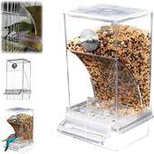 Bird Feeder Automatic Parrot Feeder Food Dispenser Clear Antisplash Dustproof for Cage Refill-Ready Food Container Birds Feeder