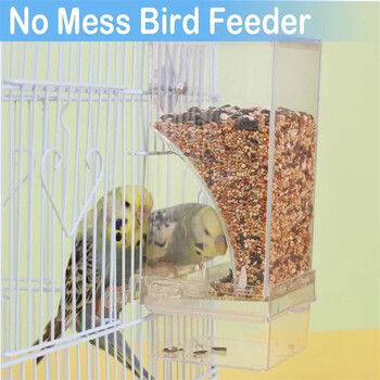 Bird Feeder Automatic Parrot Feeder Food Dispenser Clear Antisplash Dustproof for Cage Refill-Ready Food Container Birds Feeder