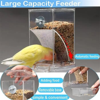 Bird Feeder Automatic Parrot Feeder Food Dispenser Clear Antisplash Dustproof for Cage Refill-Ready Food Container Birds Feeder