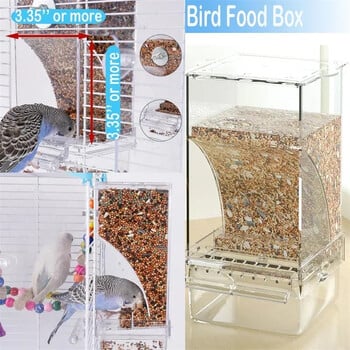 Bird Feeder Automatic Parrot Feeder Food Dispenser Clear Antisplash Dustproof for Cage Refill-Ready Food Container Birds Feeder