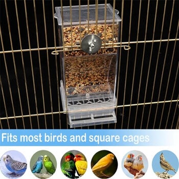 Bird Feeder Automatic Parrot Feeder Food Dispenser Clear Antisplash Dustproof for Cage Refill-Ready Food Container Birds Feeder