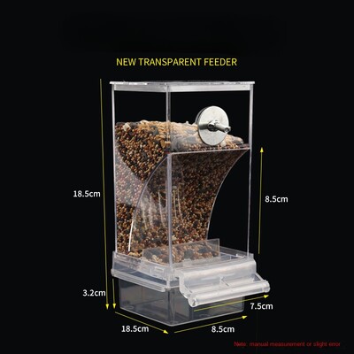 Bird Feeder Automatic Parrot Feeder Food Dispenser Clear Antisplash Dustproof for Cage Refill-Ready Food Container Birds Feeder