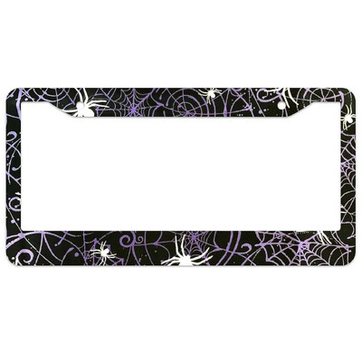 Helovīna alumīnija etiķešu rāmji Premium numura zīmju rāmji Ciets rūsas necaurlaidīgs turētājs priekšējām un aizmugurējām automašīnas etiķetēm ar skrūvējamiem vāciņiem