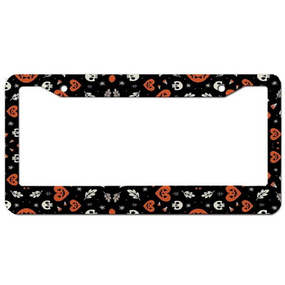 Helovīna alumīnija etiķešu rāmji Premium numura zīmju rāmji Ciets rūsas necaurlaidīgs turētājs priekšējām un aizmugurējām automašīnas etiķetēm ar skrūvējamiem vāciņiem