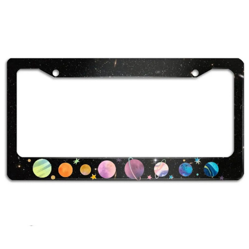 Helovīna alumīnija etiķešu rāmji Premium numura zīmju rāmji Ciets rūsas necaurlaidīgs turētājs priekšējām un aizmugurējām automašīnas etiķetēm ar skrūvējamiem vāciņiem