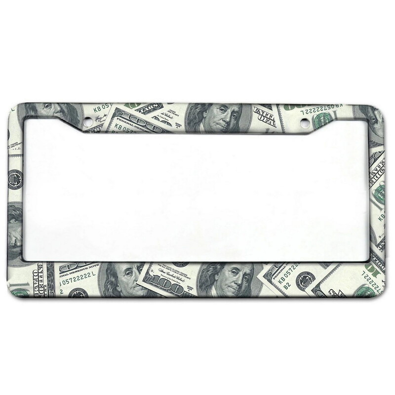 Okviri aluminijskih oznaka u američkim dolarima Vrhunski okviri registarskih pločica Čvrsti držač otporan na hrđu za prednje i stražnje oznake automobila s poklopcima na navoj