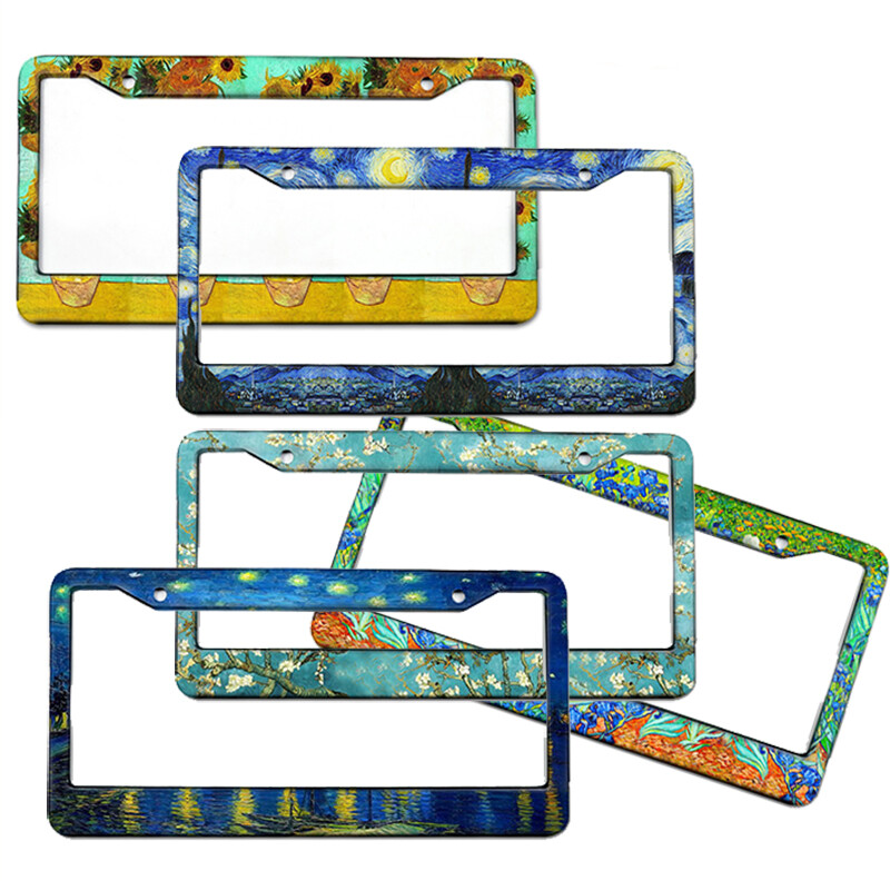 Βαν Γκογκ μοτίβο ελαιογραφίας πλαίσιο πινακίδας αυτοκινήτου
