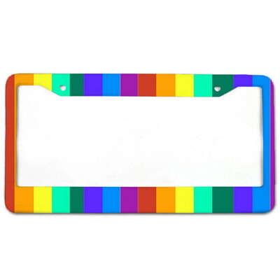Rainbow alumīnija etiķešu rāmji Premium numura zīmju rāmji Ciets, rūsu necaurlaidīgs turētājs priekšējām un aizmugurējām automašīnas etiķetēm ar skrūvējamiem vāciņiem