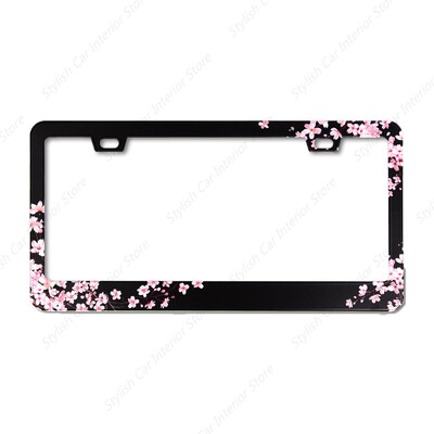 Cherry Blossom Πλαίσιο πινακίδας κυκλοφορίας Pink Flowers Floral πινακίδα κυκλοφορίας από ανοξείδωτο ατσάλι Αστεία πινακίδα κυκλοφορίας γυναίκες