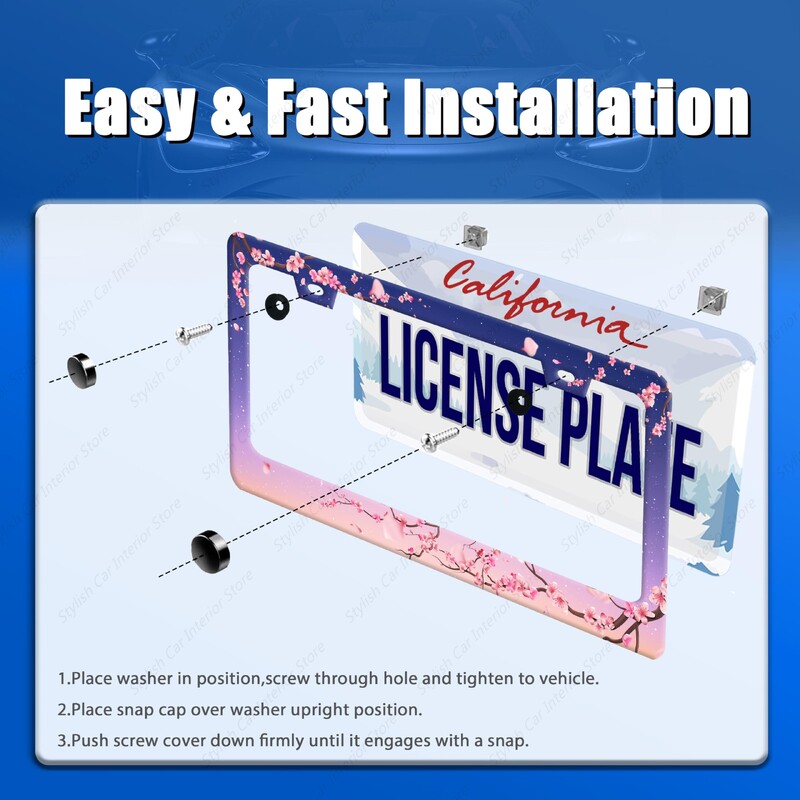 Cherry Blossom Πλαίσιο πινακίδας κυκλοφορίας Pink Flowers Floral πινακίδα κυκλοφορίας από ανοξείδωτο ατσάλι Αστεία πινακίδα κυκλοφορίας γυναίκες