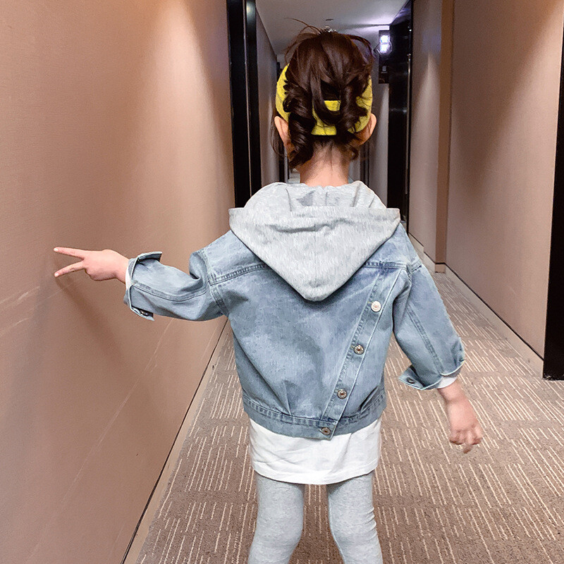 Stilīga džinsa jaka meitenēm 2024. gadā, jauns pavasaris, korejiešu stila interneta slavenību topi, ikdienišķa džinsa jaka ar kapuci meitenēm