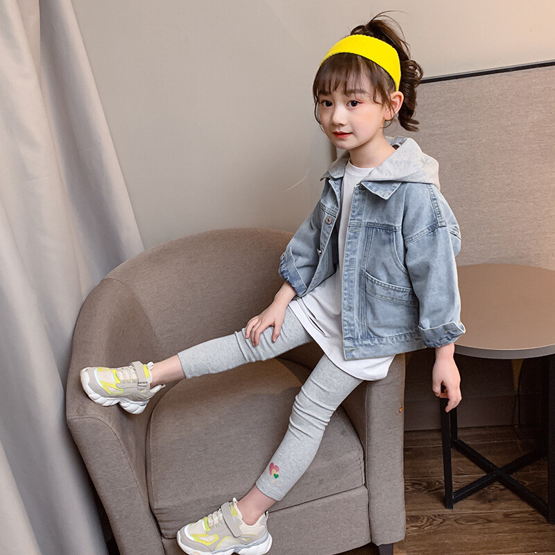 Stilīga džinsa jaka meitenēm 2024. gadā, jauns pavasaris, korejiešu stila interneta slavenību topi, ikdienišķa džinsa jaka ar kapuci meitenēm