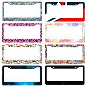 Ghost alumīnija birku rāmji Premium numura zīmju rāmji Ciets rūsas necaurlaidīgs turētājs priekšējām un aizmugurējām automašīnas etiķetēm ar skrūvējamiem vāciņiem