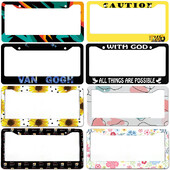 Ziedi Alumīnija birku rāmji Premium numura zīmju rāmji Ciets rūsas necaurlaidīgs turētājs priekšējām un aizmugurējām automašīnas etiķetēm ar skrūvējamiem vāciņiem