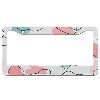 Ziedi Alumīnija birku rāmji Premium numura zīmju rāmji Ciets rūsas necaurlaidīgs turētājs priekšējām un aizmugurējām automašīnas etiķetēm ar skrūvējamiem vāciņiem