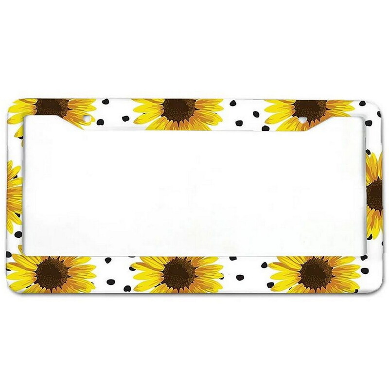 Ziedi Alumīnija birku rāmji Premium numura zīmju rāmji Ciets rūsas necaurlaidīgs turētājs priekšējām un aizmugurējām automašīnas etiķetēm ar skrūvējamiem vāciņiem