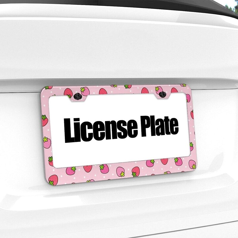 Okvir registarske pločice u boji ružičaste jagode, poklopac automobilske oznake od nehrđajućeg čelika, metalni aluminijski okvir za američki standard