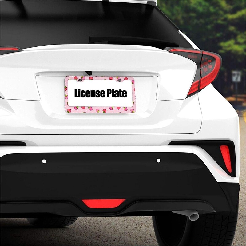 Okvir registarske pločice u boji ružičaste jagode, poklopac automobilske oznake od nehrđajućeg čelika, metalni aluminijski okvir za američki standard