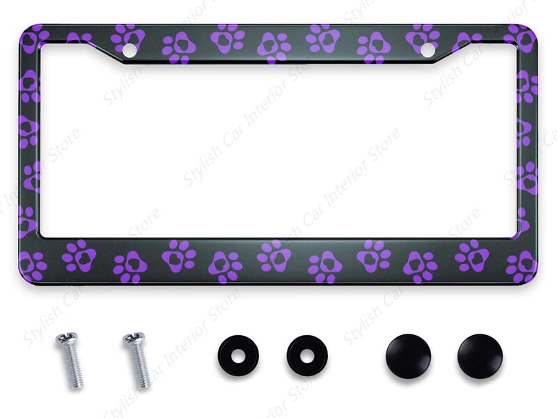 Ljubičasti otisci šapa sa srcima Okvir registarske pločice za automobilske ukrasne dodatke Nehrđajuća registarska pločica s vijcima