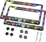 Πλαίσιο πινακίδας κυκλοφορίας με πολύχρωμο μοτίβο γάτας ποδιού Πλαίσιο πινακίδας κυκλοφορίας 2 πακέτο με 2 τρύπες πλαίσιο ετικέτας αυτοκινήτου για γυναίκες άνδρες Οχήματα ΗΠΑ
