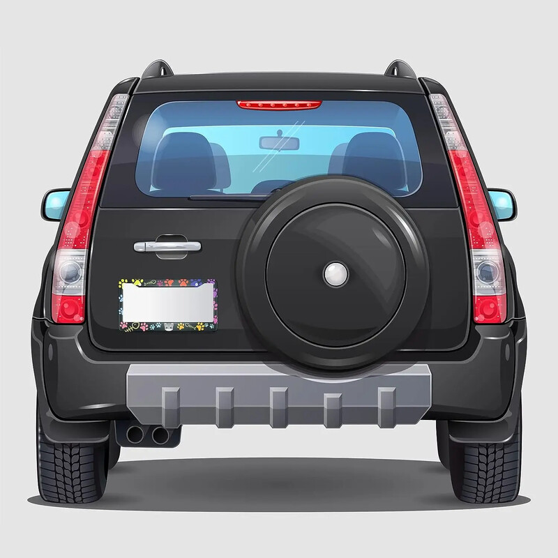 Πλαίσιο πινακίδας κυκλοφορίας με πολύχρωμο μοτίβο γάτας ποδιού Πλαίσιο πινακίδας κυκλοφορίας 2 πακέτο με 2 τρύπες πλαίσιο ετικέτας αυτοκινήτου για γυναίκες άνδρες Οχήματα ΗΠΑ