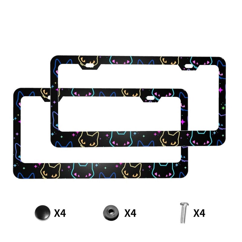 Okviri registarskih pločica šarenih neonskih mačjih glava Lijepa zaštita poklopca registarskih pločica automobila 2 KOMADA Okvir za brojeve protiv krađe