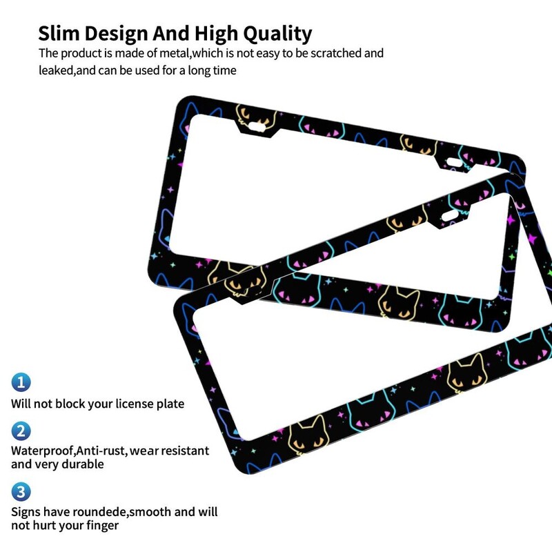Okviri registarskih pločica šarenih neonskih mačjih glava Lijepa zaštita poklopca registarskih pločica automobila 2 KOMADA Okvir za brojeve protiv krađe