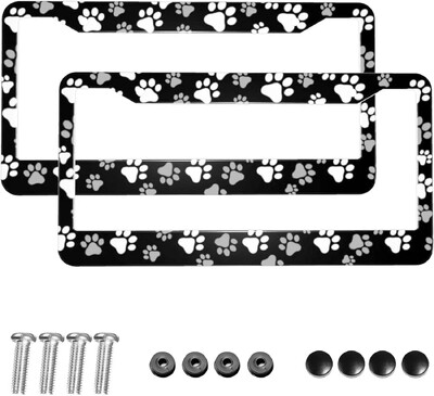 Сладка забавна рамка за регистрационен номер с кучешка лапа 2 пакета Държач за регистрационен номер с 2 дупки Рамка за етикет на кола за жени Мъже Американски превозни средства
