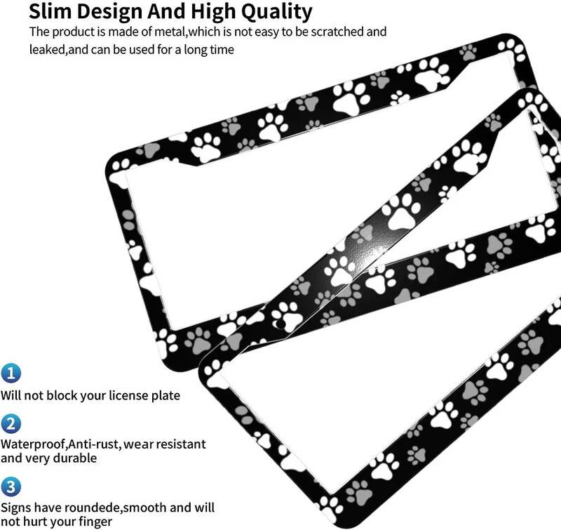 Slatki, smiješni okvir za registarske pločice s psećom šapom, 2 pakiranja, držač za registarske pločice s 2 rupe, okvir za oznake automobila za žene, muškarce, američka vozila