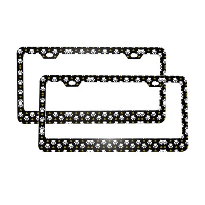 Zvaigžņotās ķepas numura zīmju rāmji, pielāgoti ziedu suņi, dzīvnieki, 2 iepakojumi, dekoratīvs automašīnas numura zīmju turētājs 6,3 x 12,3 collas