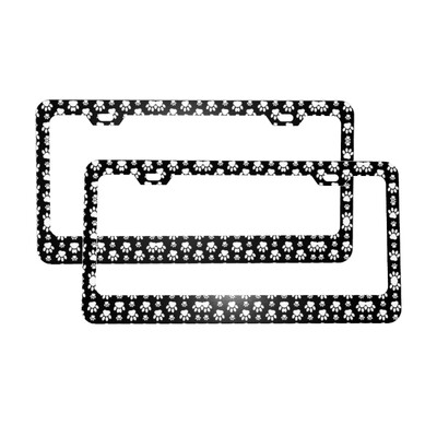 Zvaigžņotās ķepas numura zīmju rāmji, pielāgoti ziedu suņi, dzīvnieki, 2 iepakojumi, dekoratīvs automašīnas numura zīmju turētājs 6,3 x 12,3 collas