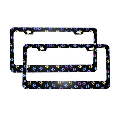 Zvaigžņotās ķepas numura zīmju rāmji, pielāgoti ziedu suņi, dzīvnieki, 2 iepakojumi, dekoratīvs automašīnas numura zīmju turētājs 6,3 x 12,3 collas