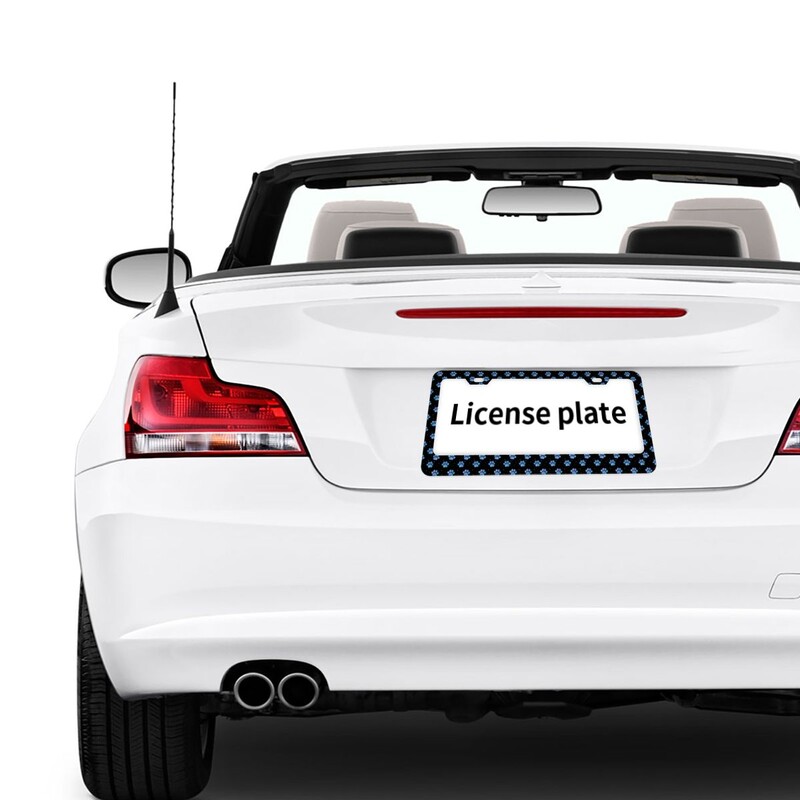 Zvaigžņotās ķepas numura zīmju rāmji, pielāgoti ziedu suņi, dzīvnieki, 2 iepakojumi, dekoratīvs automašīnas numura zīmju turētājs 6,3 x 12,3 collas