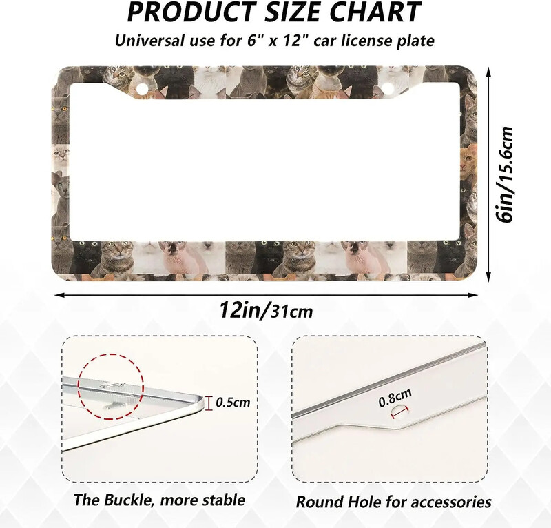 Πλαίσιο πινακίδας αυτοκινήτου Cute Dog Pattern Πλαίσιο πινακίδας αυτοκινήτου 2 Pack με 2 οπές Πλαίσιο ετικέτας αυτοκινήτου για γυναίκες άνδρες Οχήματα ΗΠΑ