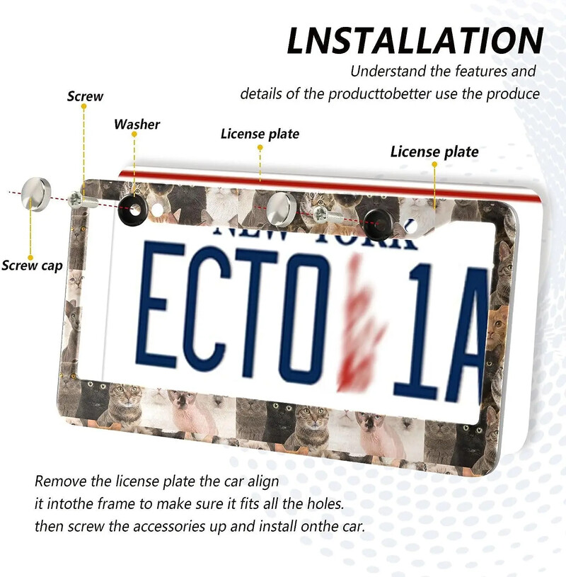 Πλαίσιο πινακίδας αυτοκινήτου Cute Dog Pattern Πλαίσιο πινακίδας αυτοκινήτου 2 Pack με 2 οπές Πλαίσιο ετικέτας αυτοκινήτου για γυναίκες άνδρες Οχήματα ΗΠΑ