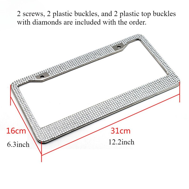 Βίδα 31cm/12in από ανοξείδωτο ατσάλι Ροζ Διαμαντένιο Βίδα Λευκή Επανατοποθέτηση Σταθερή μαύρη βάση πινακίδας Personality Auto