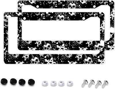 Skull Mythic Symbol Pattern Πλαίσιο πινακίδας κυκλοφορίας 2 Pack Θήκη πινακίδας κυκλοφορίας με 2 οπές Πλαίσιο ετικέτας αυτοκινήτου για γυναίκες άνδρες Οχήματα ΗΠΑ