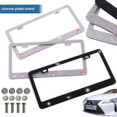 Glitter Rhinestones Κάλυμμα πινακίδας αυτοκινήτου Κομψό Ανθεκτικό στις καιρικές συνθήκες Κάτοχος πλαισίου αυτοκινήτου αυτοκινήτου Universal Vehicle