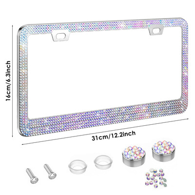 Glitter Rhinestones Κάλυμμα πινακίδας αυτοκινήτου Κομψό Ανθεκτικό στις καιρικές συνθήκες Κάτοχος πλαισίου αυτοκινήτου αυτοκινήτου Universal Vehicle