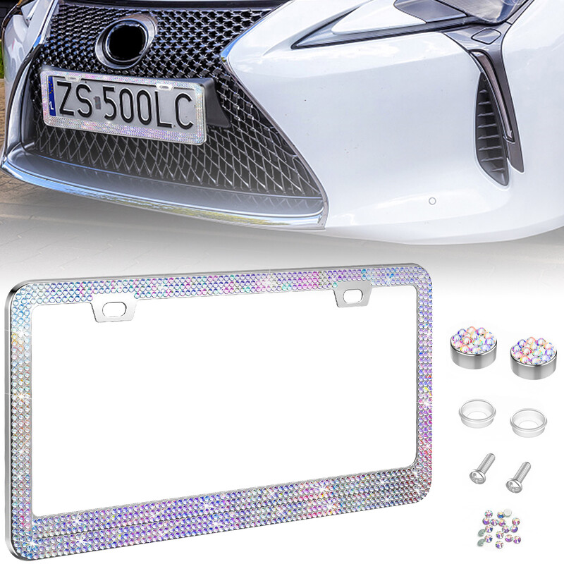 Glitter Rhinestones Κάλυμμα πινακίδας αυτοκινήτου Κομψό Ανθεκτικό στις καιρικές συνθήκες Κάτοχος πλαισίου αυτοκινήτου αυτοκινήτου Universal Vehicle