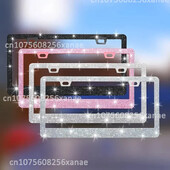 JAUNS 2GAB 31*16cm Bling Crystal numura zīmes rāmis sievietēm Rhinestone automašīnas numura zīmes rāmja vāka turētājs Automašīnas piederumi