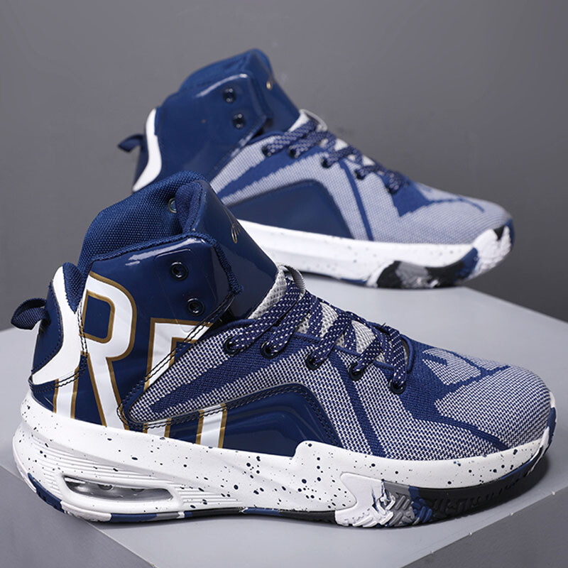 Vīriešu basketbola apavi augstas augšdaļas amortizācijas pretslīdēšanas treniņu apavi āra Jauni elpojoši, biezu zoli sporta apavi vīriešiem