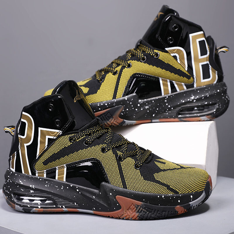 Vīriešu basketbola apavi augstas augšdaļas amortizācijas pretslīdēšanas treniņu apavi āra Jauni elpojoši, biezu zoli sporta apavi vīriešiem