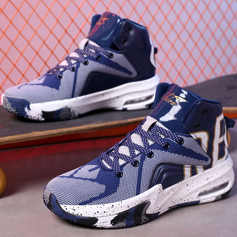 Vīriešu basketbola apavi augstas augšdaļas amortizācijas pretslīdēšanas treniņu apavi āra Jauni elpojoši, biezu zoli sporta apavi vīriešiem