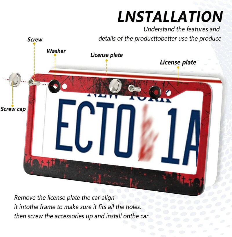 Helovīna sarkano asiņu sikspārņu pils fons, 2 db. numura zīmes rāmis, jaunums automašīnas birku licences vāka turētājs, piemērots ASV Kanādai