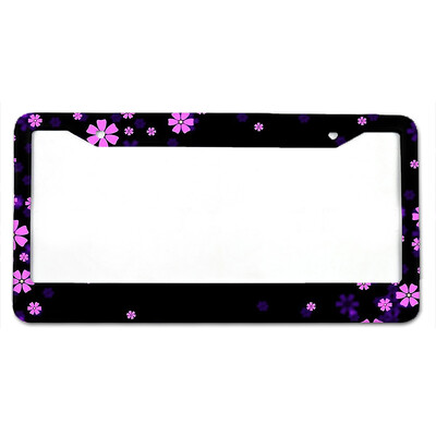 Violetinė mažų gėlių raštas Amerikietiško standarto aliuminio lydinio automobilio valstybinio numerio dangtelio priedai vandeniui atsparus valstybinio numerio dangtelis
